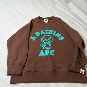 Bape Brown Sweater with Teal Logo